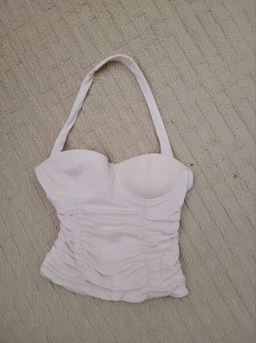 Ruched Halter Bustier Top - Light Pink